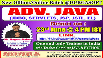 ADV. JAVA Offline/Online Training @ DURGASOFT
