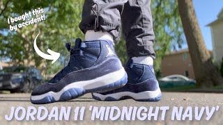 I BOUGHT THESE JORDANS BY ACCIDENT! | Jordan 11 'Midnight Navy' Unboxing + Review + On Foot