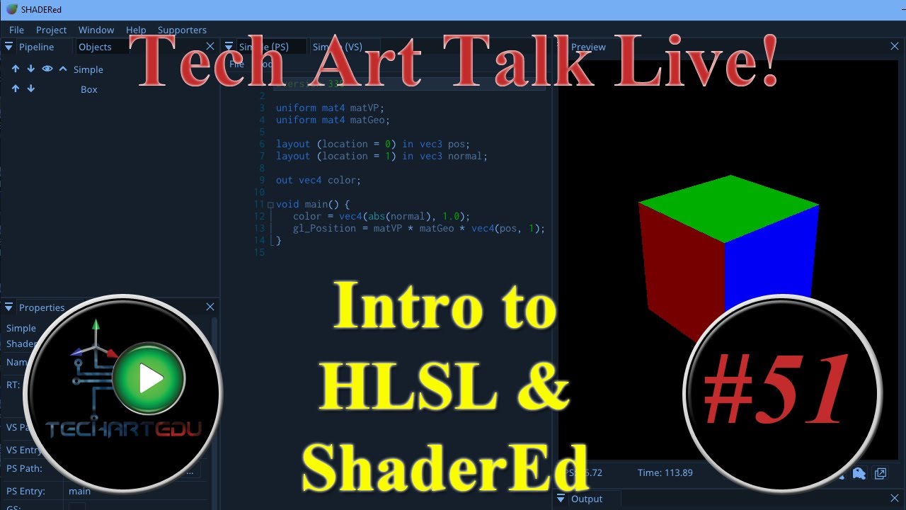 Tech Art Talk Live!, #51, Intro to HLSL & ShaderEd - YouTube