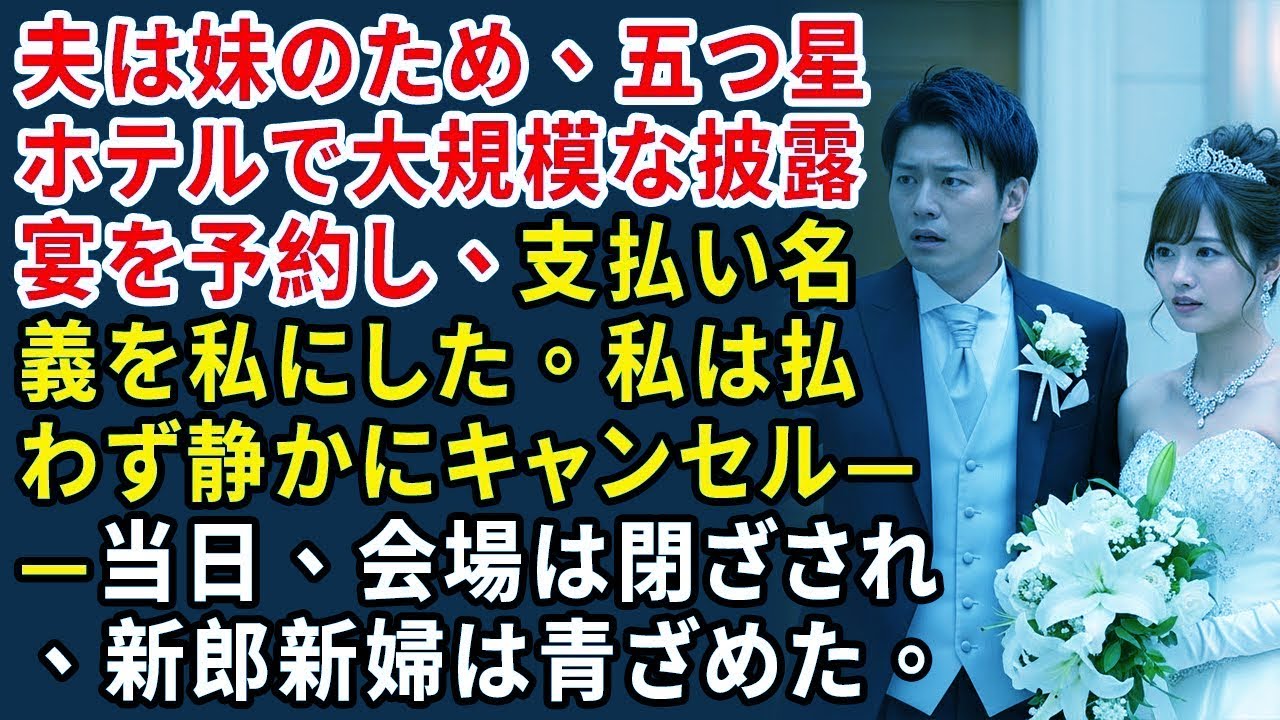 夫は妹のため、五つ星ホテルで大規模な披露宴を予約し、支払い名義を私にした。私は払わず静かにキャンセル——当日、会場は閉ざされ、新郎新婦は青ざめた。【静かな復讐】【シニアライフ】