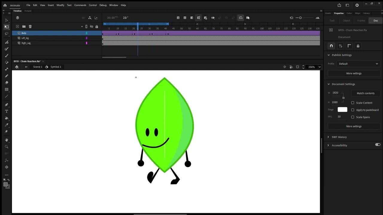 Leafy walking BFDI animation YouTube