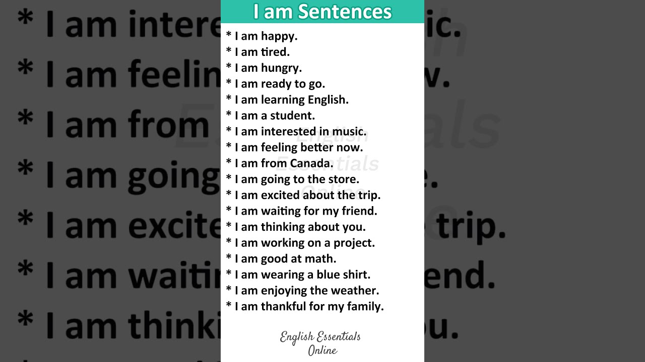 I AM Sentences English Speaking Practice Learn