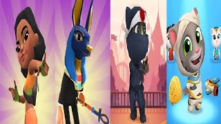 Subway Surfers VS TALKING TOM GOLD RUN HALLOWEEN  MUMMY TOM VS Talking Tom Bubble Shooter Ninja Tom screenshot 3