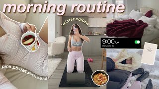 SPEND THE MORNING WITH ME ♡ 9 am realistic WINTER morning routine, at home pilates, & breakfast 🎀 screenshot 2