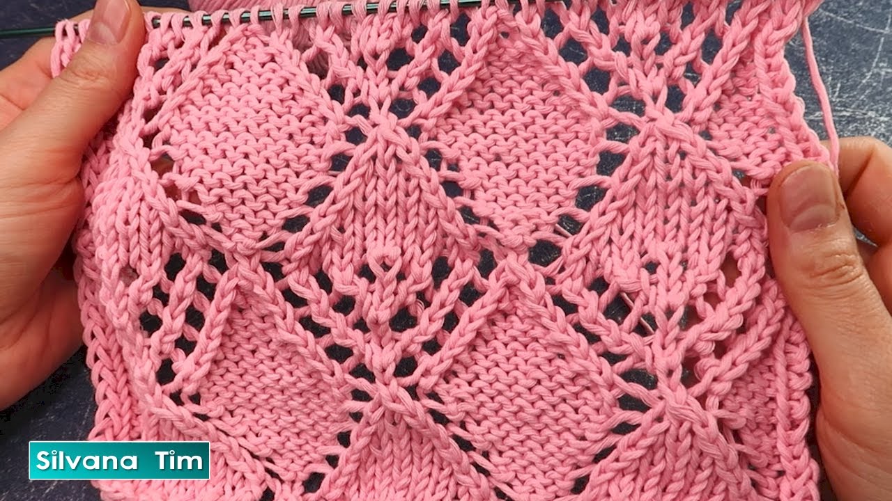 Como tejer Punto Calado ROMBOS paso a paso. TEJIDO A DOS AGUJAS para principiantes № 1114