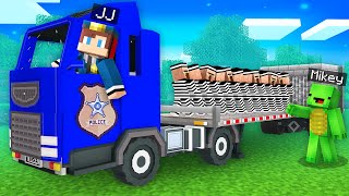 How JJ and Mikey Became POLICE on TRUCK in Minecraft?  Maizen