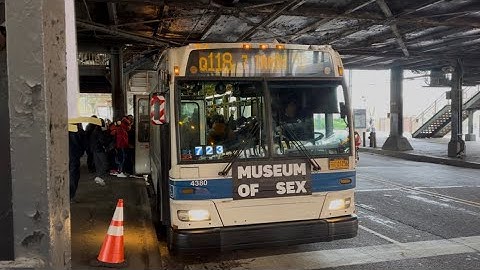 Last days of Q118 bus service. 2009 Orion 7 Next Gen #4380 on the Q118 7 shuttle leaving Willets Pt