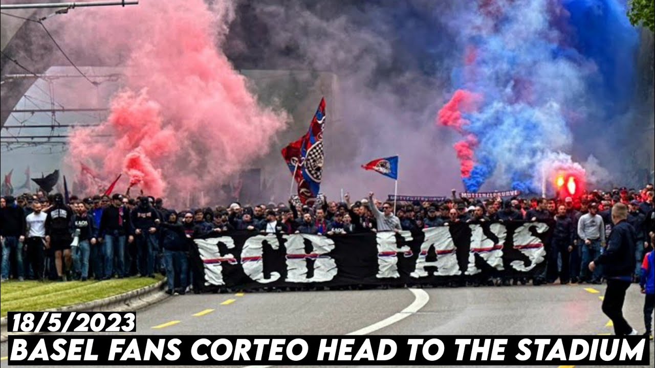 BASEL FANS CORTEO HEAD TO THE STADIUM || Basel FC vs Fiorentina 18/5/2023