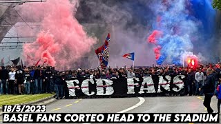 BASEL FANS CORTEO HEAD TO THE STADIUM || Basel FC vs Fiorentina 18/5/2023