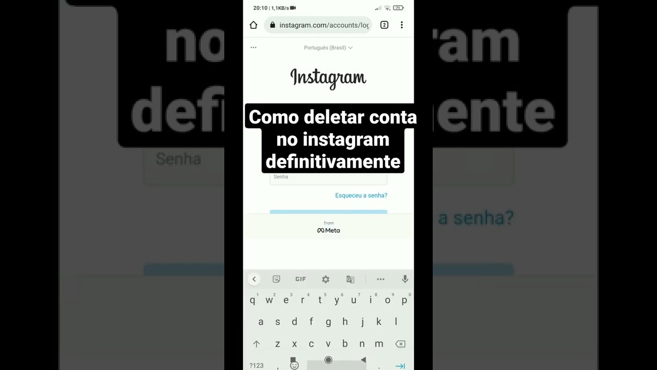 Como Deletar Conta No INSTAGRAM DEFINITIVAMENTE 2022 shorts YouTube