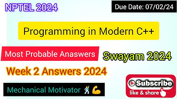 Programming in Modern C++ | Week 2 Quiz | Assignment 2 Solution | NPTEL | SWAYAM 2024