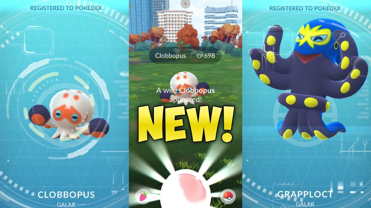 Finally got the NEW clobbopus and grapploct in Pokemon Go!! 🤩