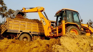 Skillfull WORK-JCB Backhoe Loading Soil in Dump Truck-Tata Tipper Unloading Soil-TATA 1613 Tipper