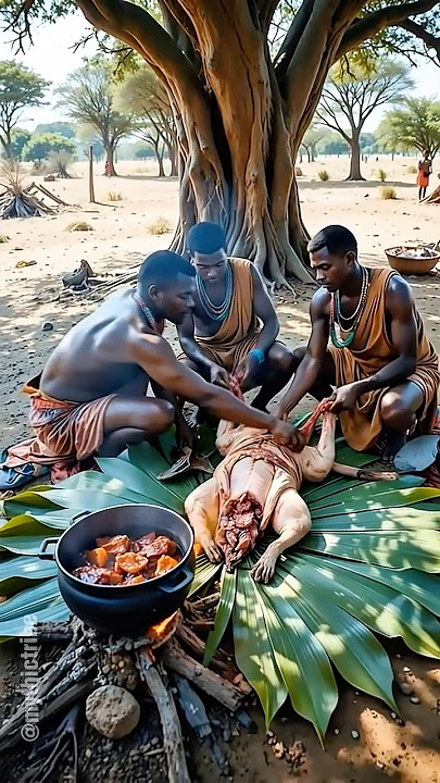 Tribal Feast – Primitive Cooking in the Wild #shorts #triballife #primitivecooking #tribalculture