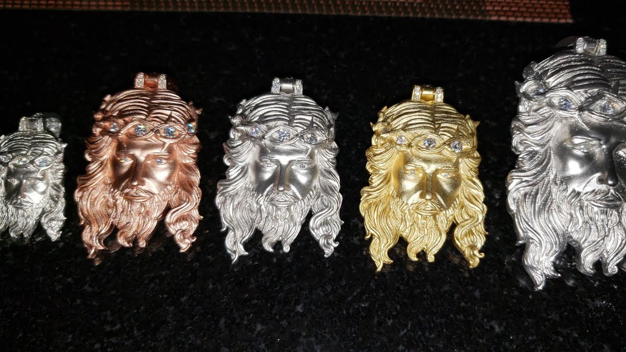 Harlembling five different size sandblasted Jesus pieces with Moissanite flash test 🌟 review