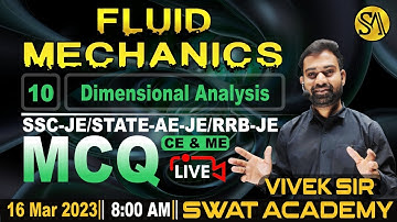 10 | Fluid Mechanics | Dimensional Analysis | Advance MCQ | By Vivek Chhirouliya Sir