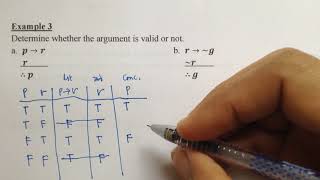 Valid and Invalid Arguments in Logic using truth tables part 2