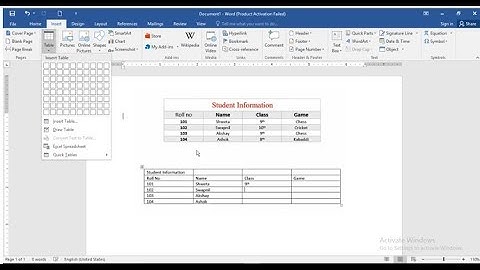MS -CIT lecture 8-2 || Insert Table in MS-WORD