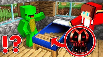 JJ and Mikey Found Scary Mimic Exe Dweller Inside Secret Bed Stairs in Minecraft - Maizen?!