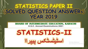 Solved Question Answer XII Commerce Statistics Paper II  Year 2019 | Karachi board