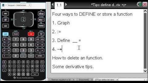 TI-Nspire Tips Define function Delete variable Derivative
