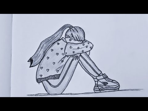 رسم سهل/ تعليم رسم فتاه حزينه بطريقه سهله خطوه بخطوه/ sad girl drawing