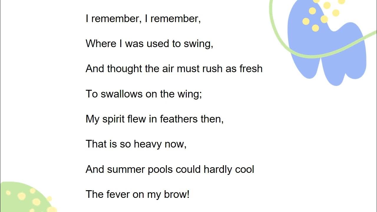 I remember, I remember - Poem - YouTube