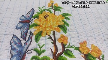 Tranh thêu tứ quý Tùng Cúc Trúc Mai đẹp nhất.