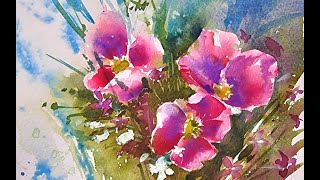 Poppies In Watercolour (with audio explanation)
