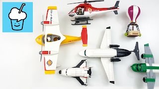 Learning Planes and  Air Vehicles for kids with lego playmobil