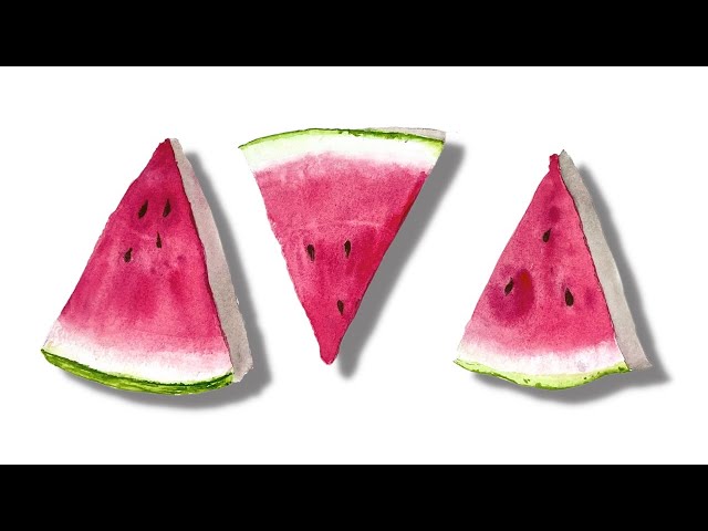 Super Easy Beginners Watercolor Watermelon for Kids ♡ Maremi's Small Art ♡  