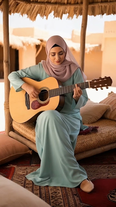 Wanita Arab Main Gitar #fingerstyle #arabicmusic  #guitarcover #fingerstyleguitar #hijabstyle