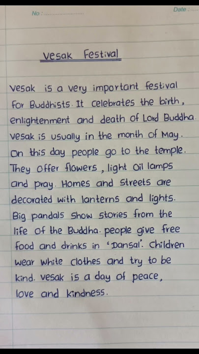 Vesak Festival ✨️ handwriting english essay #shorts #vesak #handwriting