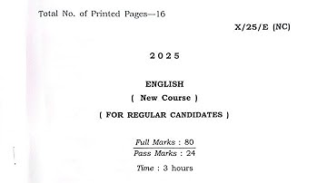 class 10 english question paper 2025 MBOSE