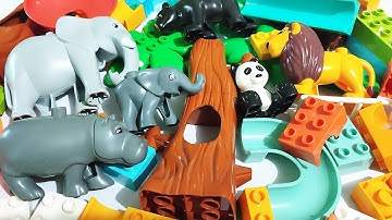 Satisfying Building Blocks ASMR Marble Run - Block Coaster and Wild Animals