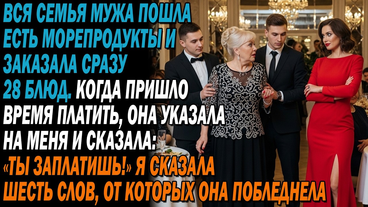 🦐Вся семья мужа пошла есть морепродукты. 💳При оплате она указала на меня: «Ты плати!»