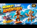 Monkey Surf Adventure! Giant Waves & Ocean Friends in 4K 🌊🐵