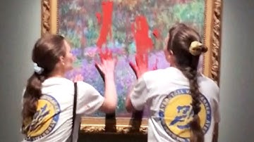 Climate protesters smear paint and glue on Monet painting in Sweden