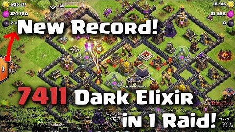Clash of Clans - New Record 7411 Dark Elixir in 1 Raid!