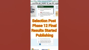 Selection Post Phase 12 Final Results Started Publishing#ssc#shorts#selectionpost