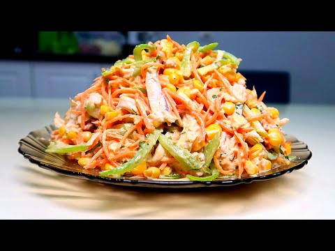 Delicious Korean carrot salad with mayonnaise. The recipe for a delicious dinner.