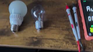 How to test a Incandescent vs LED Light bulb with a Multimeter