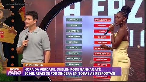 A FAZENDA: Suelen detona Zé Love e Sacha nas Plaquinhas do Hora do Faro