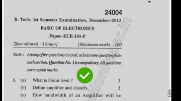 Mdu BTech 1st Sem Basic of Electronics Question Paper 2012 #MduQuestionPaper