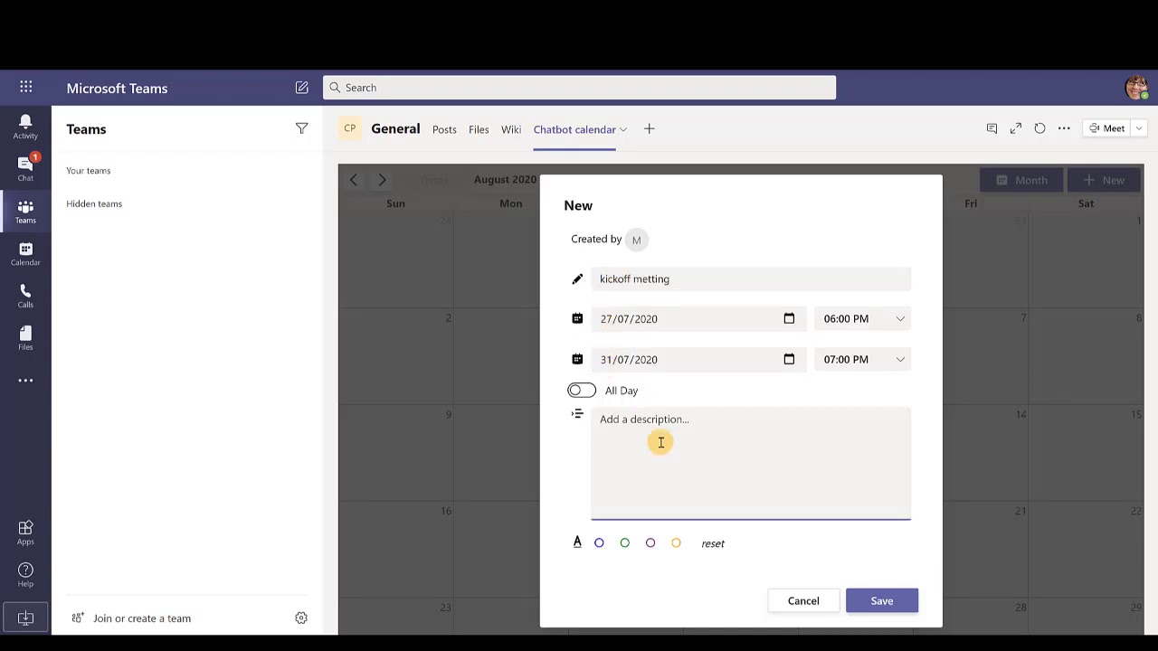 Create a shared calendar in Microsoft Teams (Free) YouTube