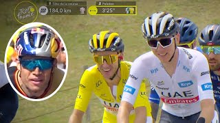 Tadej Pogacar LAUGHS at Wout van Aert TANTRUM | Tour de France 2023 Stage 2