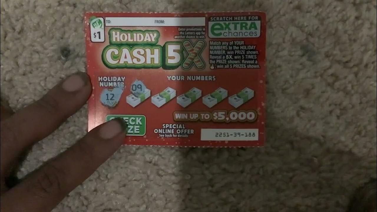 Brand new Virginia 1 dollars holiday cash 5 Christmas scratch ticket
