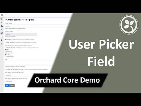 User Picker Field - Orchard Core Demo