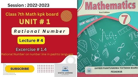 kpk textbook| math 7th|Unit 1| Ex 1.4| rational number on number line| by Shafiq learning academy