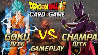 GOKU VS CHAMPA BATTLE ~ FAVORITE DBS DECKS - YouTube